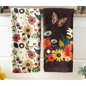 Wildflower Kitchen Towels Flowers Autumn Leaves Butterfly 16 x 26-in Cotton Gift